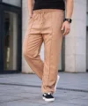Erkek Keten Cepli Çıma Dikişli jogger Buggy Pantalon Rahat kalıp - Kahverengi