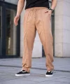 Erkek Keten Cepli Çıma Dikişli Jogger Buggy Pantalon Rahat Kalıp - Kahverengi