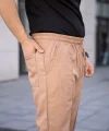 Erkek Keten Cepli Çıma Dikişli Jogger Buggy Pantalon Rahat Kalıp - Kahverengi