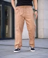 Erkek Keten Cepli Çıma Dikişli jogger Buggy Pantalon Rahat kalıp - Kahverengi