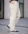 Erkek Keten Cepli Çıma Dikişli jogger Buggy Pantalon Rahat kalıp - Krem