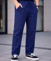 Erkek Keten Cepli Çıma Dikişli Jogger Buggy Pantalon Rahat Kalıp - Lacivert