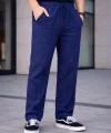Erkek Keten Cepli Çıma Dikişli jogger Buggy Pantalon Rahat kalıp - Lacivert