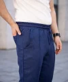 Erkek Keten Cepli Çıma Dikişli jogger Buggy Pantalon Rahat kalıp - Lacivert