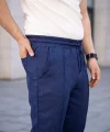 Erkek Keten Cepli Çıma Dikişli Jogger Buggy Pantalon Rahat Kalıp - Lacivert