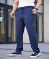 Erkek Keten Cepli Çıma Dikişli jogger Buggy Pantalon Rahat kalıp - Lacivert