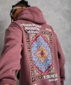 Erkek Kilim Desen Kapüşonlu Sweat - Gül Kurusu
