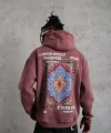 Erkek Kilim Desen Kapüşonlu Sweat - Gül Kurusu