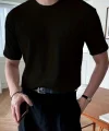 Erkek Kısa Kollu Bisiklet Yaka Triko Bluz