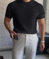 Erkek Kısa Kollu Bisiklet Yaka Triko Bluz