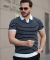 Erkek Kısa Kollu çizgi Desenli örme Kumaş Tshirt