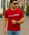 Erkek Kısa Kollu Nasa Baskı Basic Erkek T-shirt