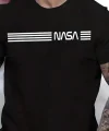 Erkek Kısa Kollu NASA Baskı Bisiklet Yaka T-shirt