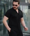 Erkek Kısa Kollu örme Kumaş Pamuklu Gömlek