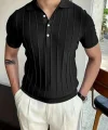 Erkek Kısa Kollu Yakalı önden Düğmeli Triko Bluz