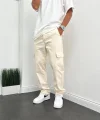 Erkek Krem Kargo Baggy Pantolon
