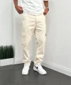 Erkek Krem Kargo Baggy Pantolon