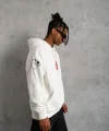 Erkek Maske Baskılı Kapüşonlu Sweat - Beyaz