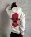 Erkek Maske Baskılı Kapüşonlu Sweat - Beyaz