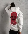 Erkek Maske Baskılı Kapüşonlu Sweat - Beyaz