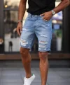 Erkek Mavi Boyfriend Detaylı Şort 