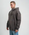 Erkek Nakış İşlemeli Kapşonlu Antrasit Sweatshirt Üç İplik Double Oversize- Füme
