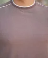 Erkek Omuzlar çizgi Detaylı Kısa Kollu T-shirt