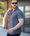 Erkek Ottoman Kumaş Apaj Yaka Kısa Kollu Gömlek