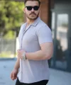 Erkek Ottoman Kumaş Apaj Yaka Kısa Kollu Gömlek