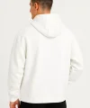 Erkek Ovarsize Kapüşonlu Swetshirt Kanguru Çepli Cıtcıtlı 3 Iplik Şardonlu Hoodie - Beyaz