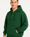 Erkek Ovarsize Kapüşonlu Swetshirt Kanguru Çepli Cıtcıtlı 3 iplik Şardonlu Hoodie - Haki