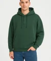 Erkek Ovarsize Kapüşonlu Swetshirt Kanguru Çepli Cıtcıtlı 3 Iplik Şardonlu Hoodie - Haki