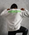 Erkek Oversize Sweatshirt – Beyaz Renk | Ön ve Sırt Baskılı, Üç İplik İçi Pamuklu Kumaş, Rahat Kalıp, Ribanalı Kışlık Sweat | Winagain Polizei Serisi - Beyaz