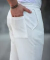 Erkek Paça Yırtmaçlı Burgu selanik dokulu Jogger Buggy Pantalon Rahat kalıp - Beyaz