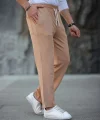 Erkek Paça Yırtmaçlı Burgu selanik dokulu Jogger Buggy Pantalon Rahat kalıp - Kahverengi