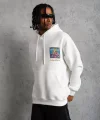 Erkek Patel Six Baskılı Kapüşonlu Sweat - Beyaz