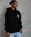 Erkek Patel Six Baskılı Kapüşonlu Sweat - Siyah