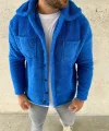 Erkek Pelüş Polar Hırka Gömlek – Yakalı, İlik Düğmeli, Göğüs Cepli, Yumuşak Dokulu Kışlık Regular Fit Rahat Günlük Model - Saks Mavisi