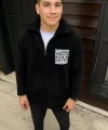 Erkek Polar Fermuarlı Sweatshirt – Kapüşonsuz, Cepli, Yumuşak Dokulu, Oversize Rahat Kalıp, Kışlık Sıcak Tutan Fermuarlı Üst - Siyah