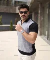 Erkek Polo Yaka Fermuar Detaylı Çizgili Tişört