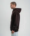 Erkek Premium Nakışlı Kapşonlu Sweatshirt Double Oversize Üç İplik Pamuklu - Siyah