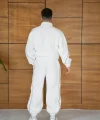 Erkek Premium Parçalı Eşofman Takım - Dik Yaka Fermuarlı Biyeli Sweatshirt Lastik Paça Alt, Oversize 3 Iplik Şardonlu - Beyaz
