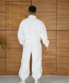 Erkek Premium Parçalı Eşofman Takım - Dik Yaka Fermuarlı Biyeli Sweatshirt Lastik Paça Alt, Oversize 3 iplik Şardonlu - Beyaz