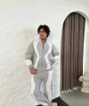 Erkek Premium Parçalı Eşofman Takım - Dik Yaka Fermuarlı Sweatshirt, - Gri