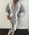 Erkek Premium Parçalı Eşofman Takım - Dik Yaka Fermuarlı Sweatshirt, - Gri