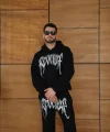 Erkek Premium Taş Baskılı Eşofman Takım Revenge Model (Siyah) Kapüşonlu Üst + Taşlı Baskılı Alt Modern Streetwear Tarzı Oversize Rahat Kalıp 3 iplik Pamuklu - Siyah