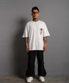 Erkek Sırt Baskılı A Kalite Oversize T-shirt - Beyaz