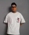 Erkek Sırt Baskılı A Kalite Oversize T-shirt - Beyaz