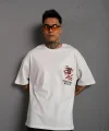 Erkek Sırt Baskılı A Kalite Oversize T-shirt - Beyaz