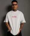 Erkek Sırt Baskılı Oversize T-Shirt - Beyaz